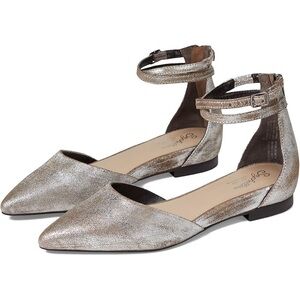 Seychelles Metallic Silver Pointed-Toe Ankle-Strap Flats